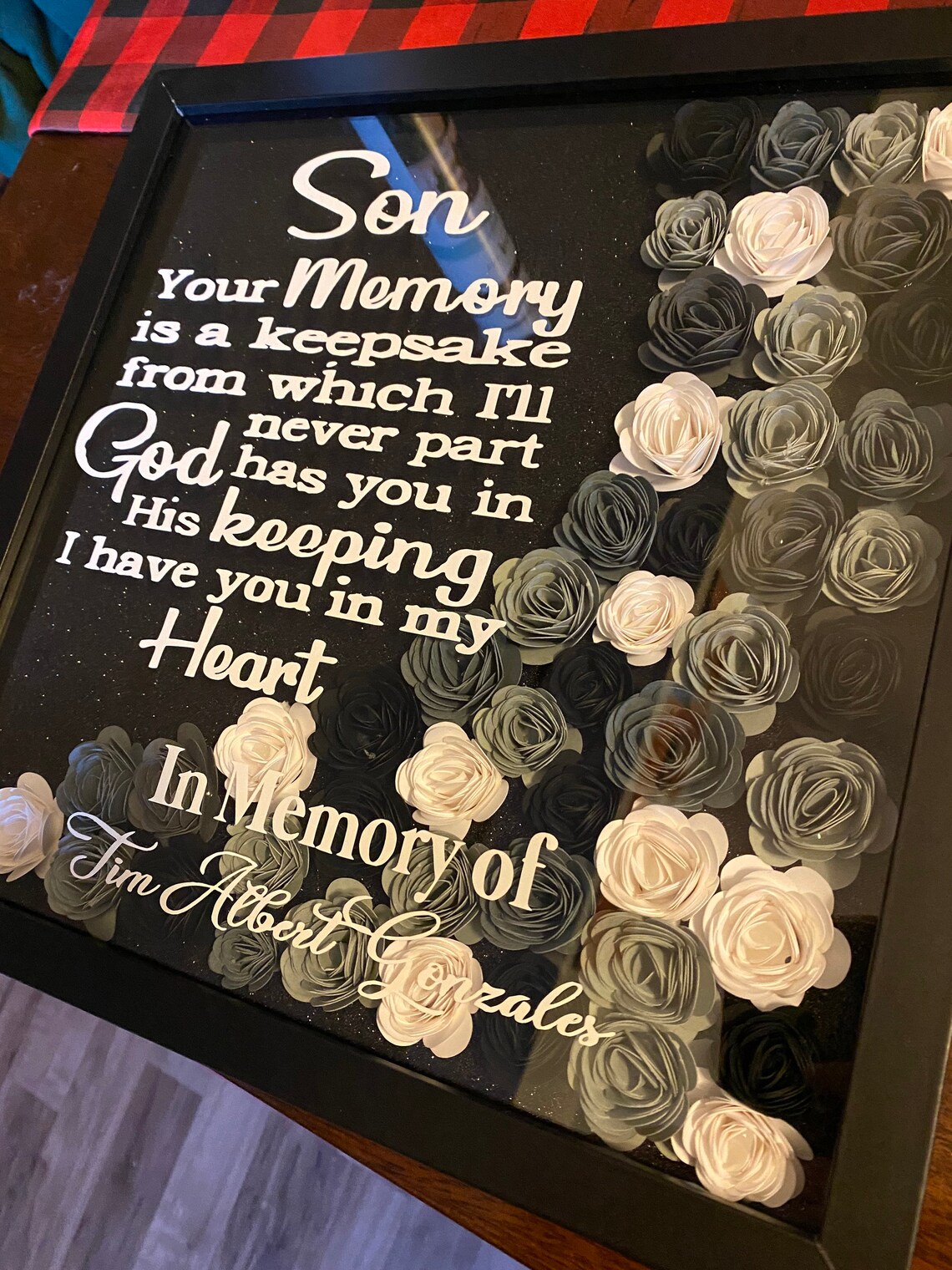 Sympathy Son Memorial Shadow box with Rolled Flowers Etsy