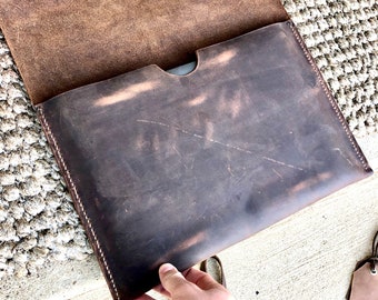 Handmade leather laptop case/ sleeve