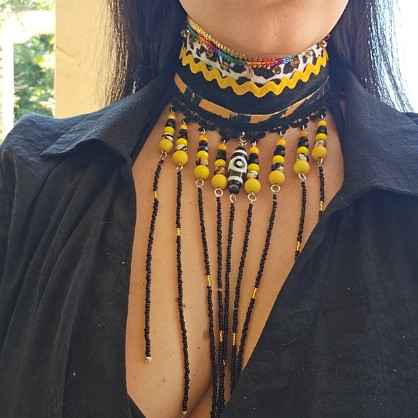 Colorful beaded necklace, African tribal choker necklace, Afro ethnic choker, African jewelry for women, maasai necklace, statement necklace