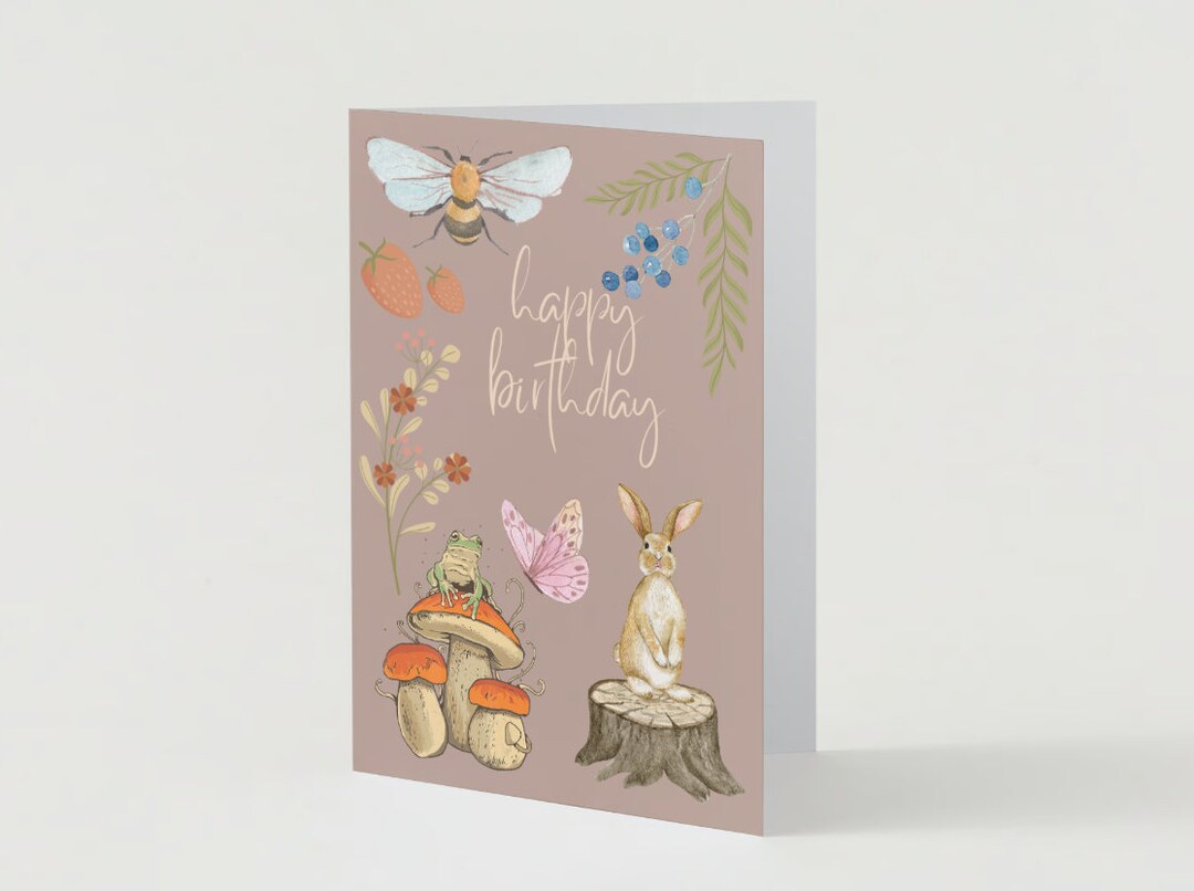 Woodland Happy Birthday Printable Card - Etsy