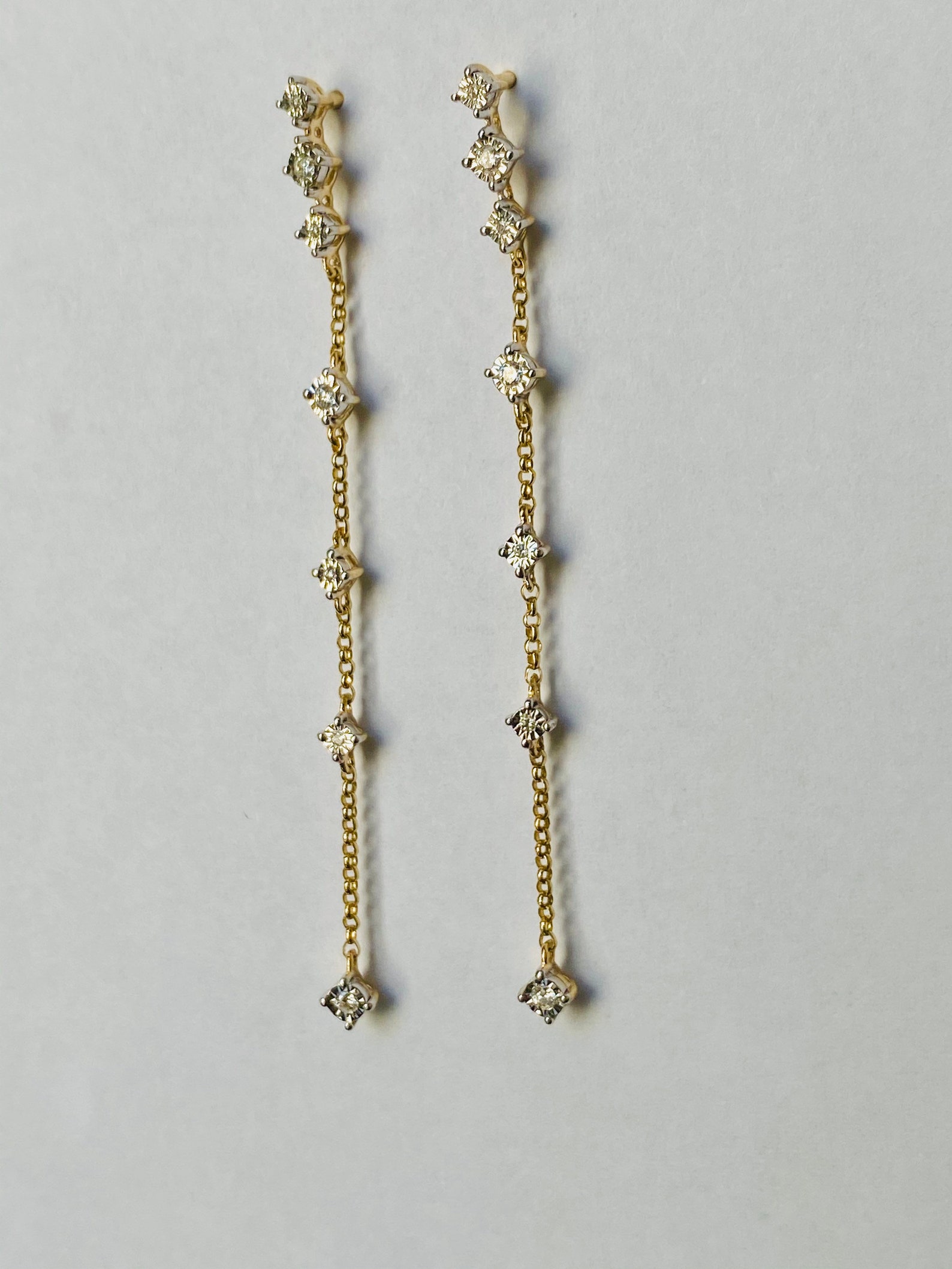 14k Diamond Drop Earrings Rose Gold Dangle Earrings Tiny - Etsy