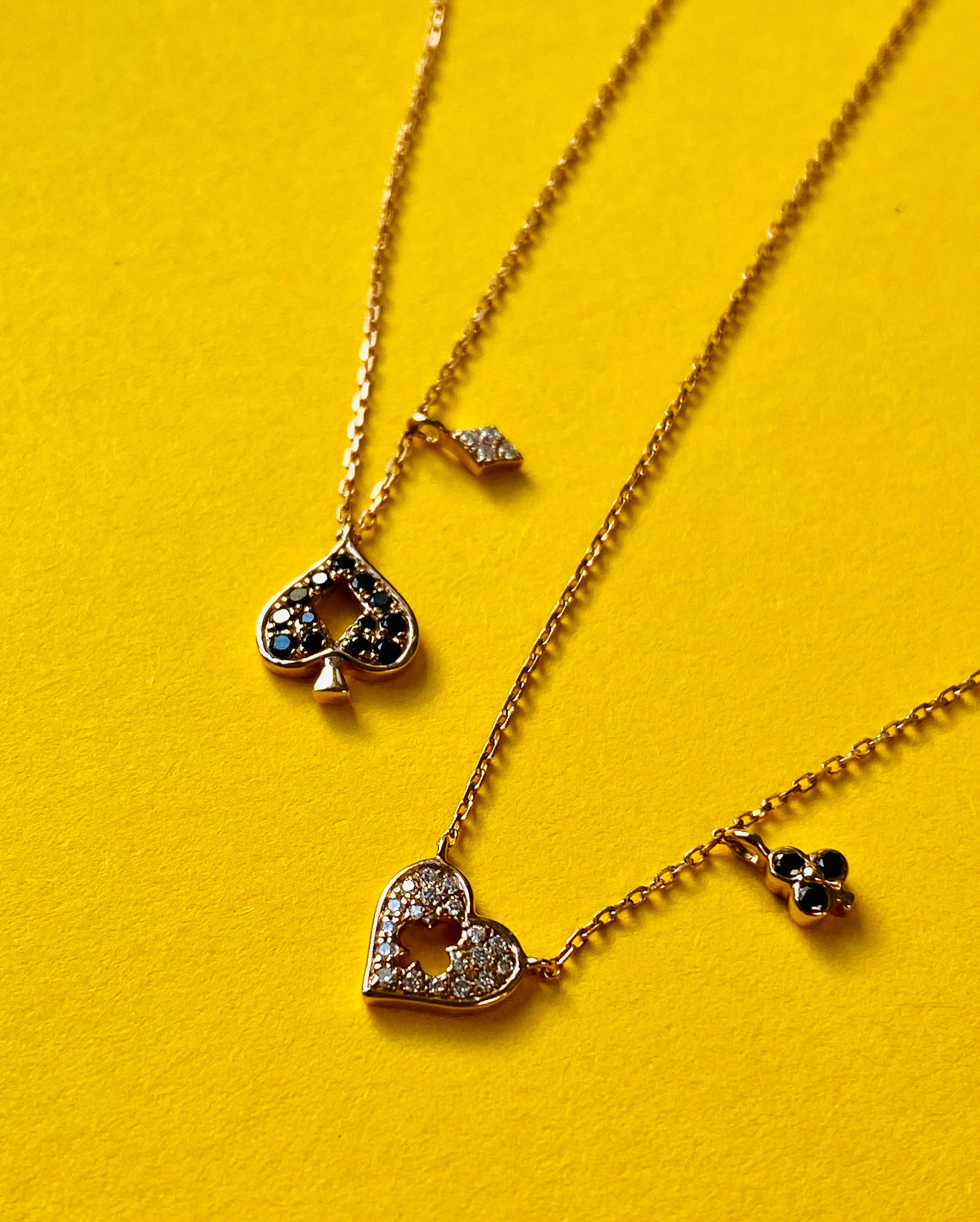 Diamond Heart Necklace or Black Diamond Spade Necklace Etsy