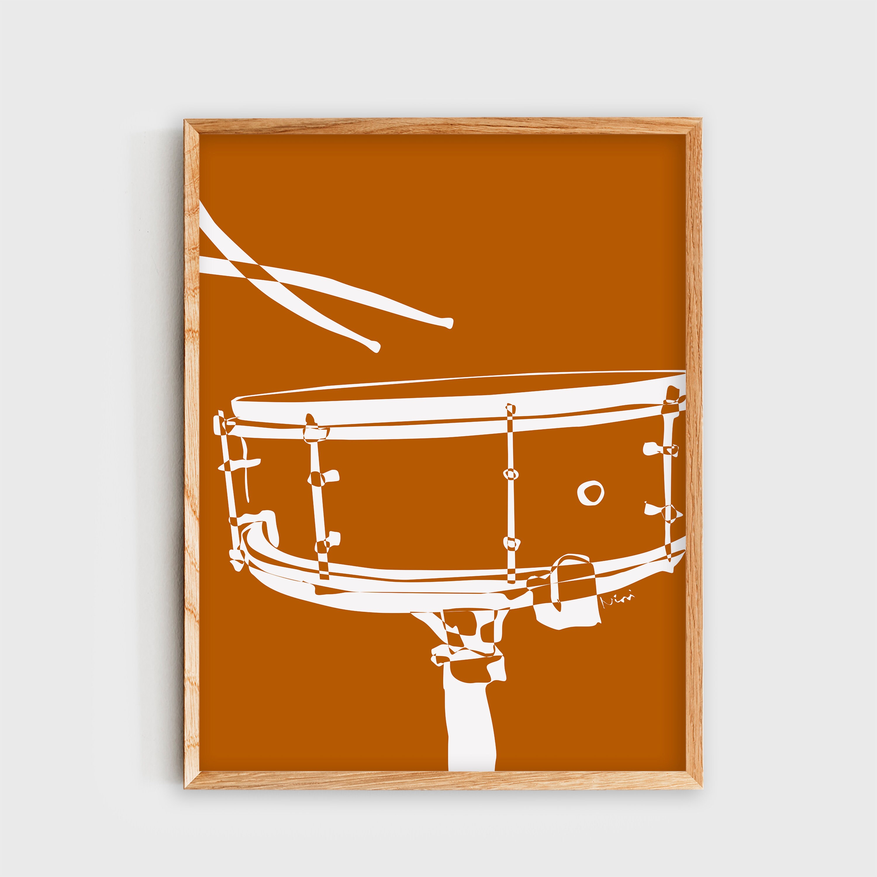 Snare Drum Wall Art Drums Poster Minimalist Terra Cotta Etsy