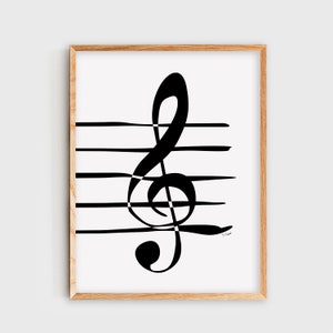 Treble Clef Wall Art, G Clef Music Poster, Treble Clef Print, Music Minimalist Digital Art Print, Music Room Decor, Music Studio Decor, Gift