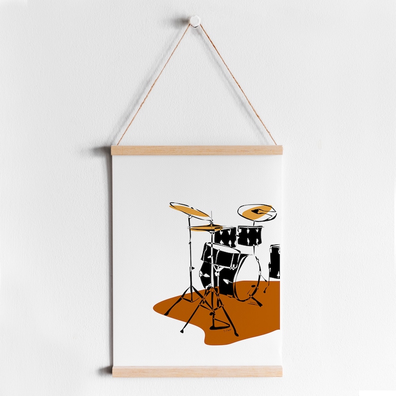 Drum Kit Wall Art Drums Set Poster Minimalist Terra Cotta Etsy
