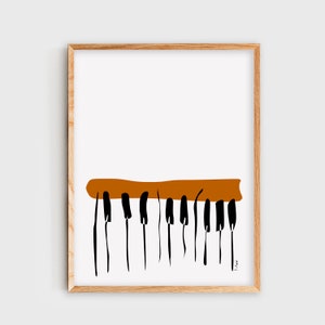 Piano Wall Art, Piano Poster, Minimalist Terra Cotta Digital Art Print, Music, Music Room Decor, Music Studio Decor, Gift