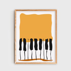 Piano Wall Art, Piano Poster, Minimalist Terra Cotta Digital Art Print, Music, Music Room Decor, Music Studio Decor, Gift