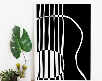 Acoustic Guitar Wall Art, Guitar Poster, Minimalist Black and White Digital Art Print, Music, Music Room Decor, Music Studio Decor, Gift