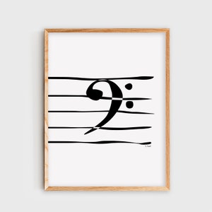 Bass Clef Wall Art, C Clef Music Poster, Bass Clef Print, Music Minimalist Digital Art Print, Music Room Decor, Music Studio Decor, Gift