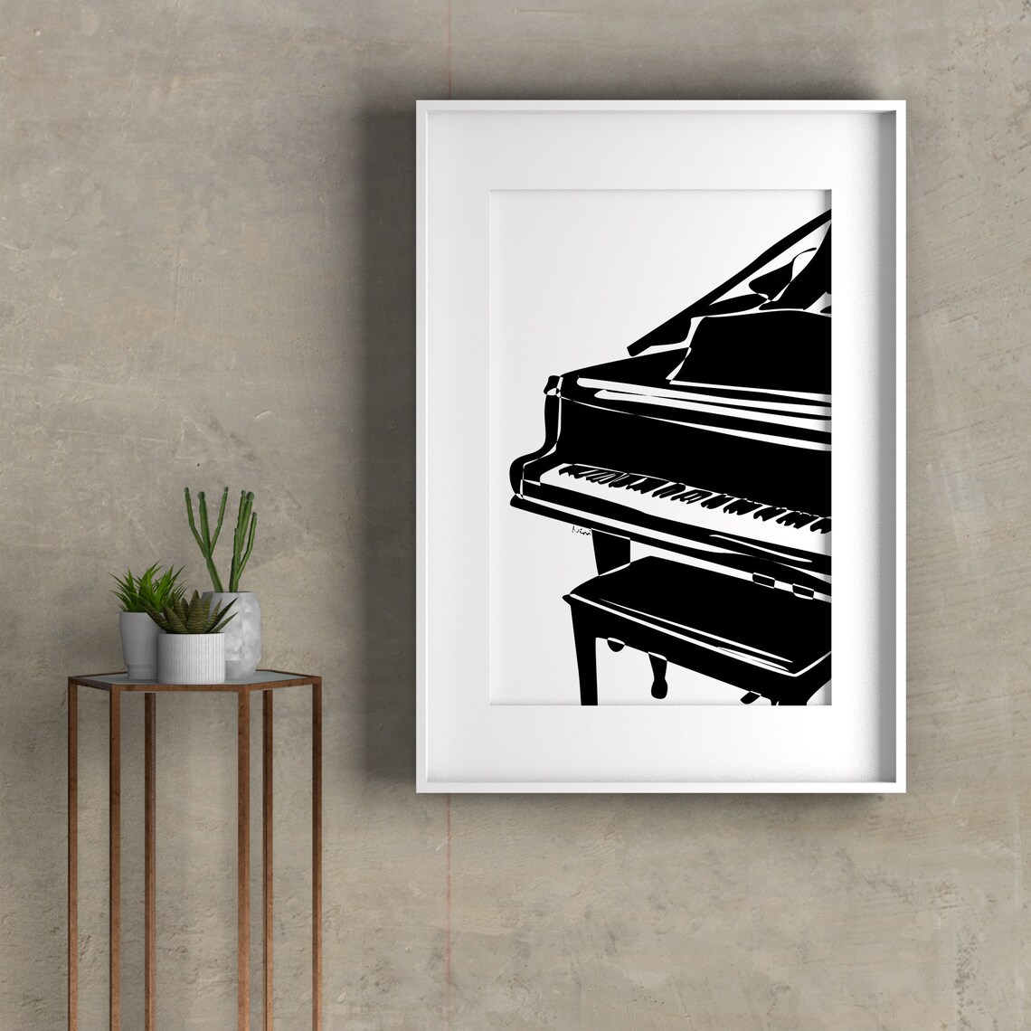 Grand Piano Wall Art, Piano Poster, Minimalist Black and White Digital ...