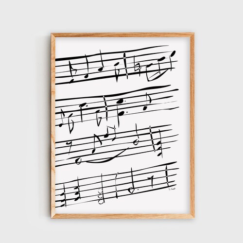 Minimalist Music Notes Art Print: Music Room Decor (Digital Download)
