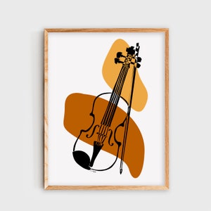 Violin Wall Art, Violin Poster, Minimalist Terra Cotta Digital Art Print, Music, Music Room Decor, Music Studio Decor, Gift