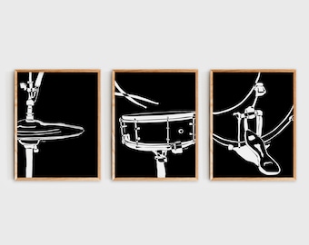 Drum Set Wall Art: Minimalist Music Room Decor (Digital Download)