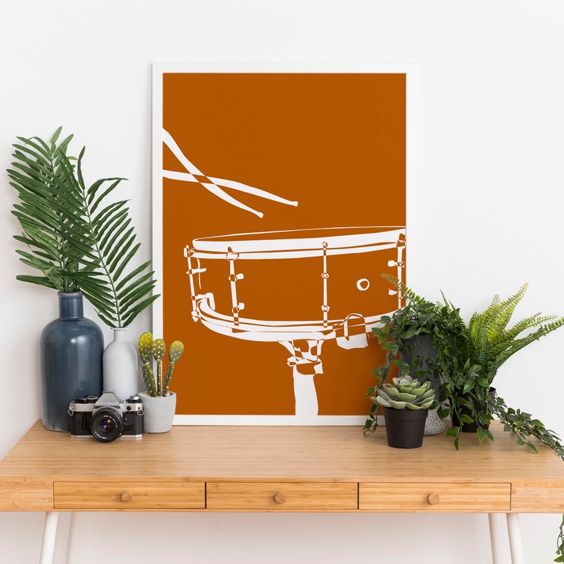 Snare Drum Wall Art Drums Poster Minimalist Terra Cotta Etsy