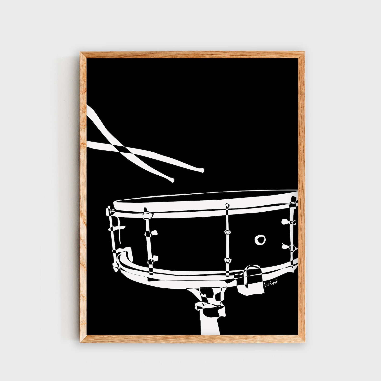 Snare Drum Wall Art Drums Poster Minimalist Black and White Etsy