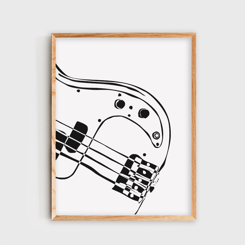 Bass Guitar Wall Art Guitar Poster Minimalist Black and Etsy