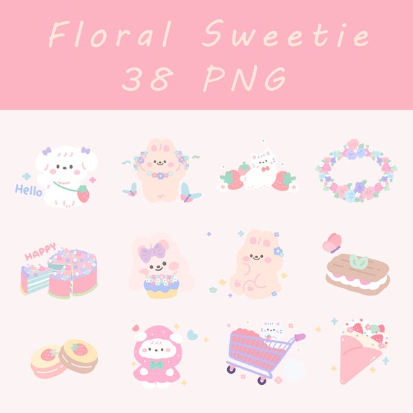Digital Floral Sweetie Clip Art/Sticker/GoodNotes/Scrapbook/Diary/Planner Material.PNG
