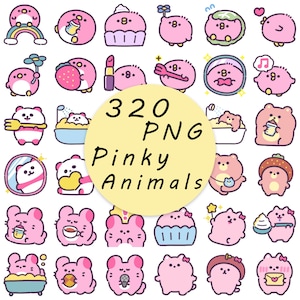 Digital anime cute Pinky Animals Clip Art/Sticker/GoodNotes/Scrapbook/Diary/Planner Material.PNG