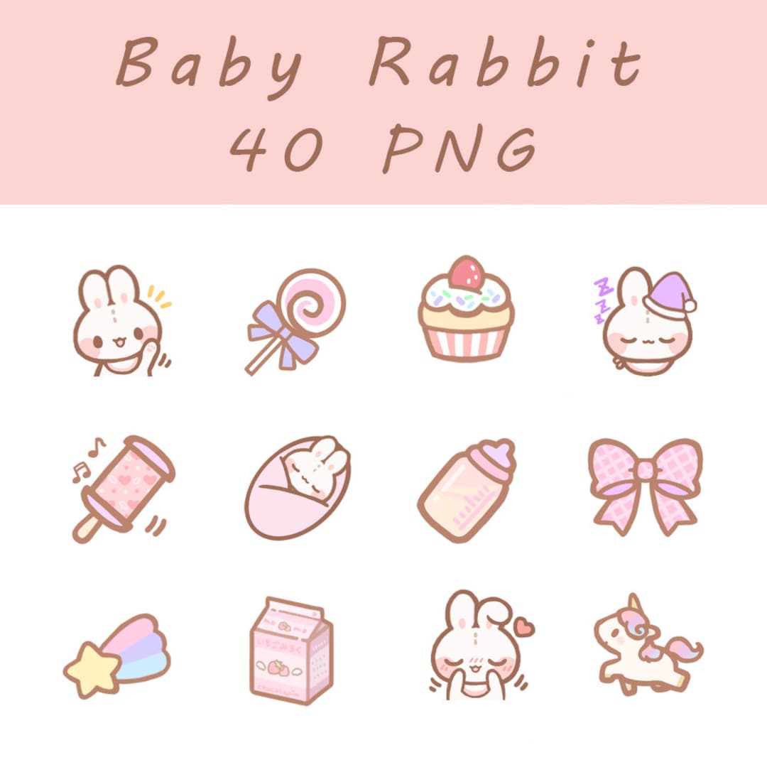 Hey Rabbit Icons Digital Baby Rabbit Icons Clip Art/sticker/goodnotes/scrapbook/diary ...