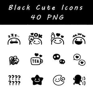 Digital Cute Black&white Clip Art/sticker/goodnotes/scrapbook/diary ...