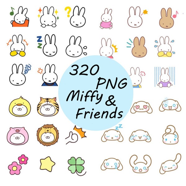 Digital Cute Bunny MIffy and Friends Clip Art/Sticker/GoodNotes/Planner Material.PNG