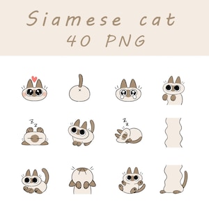 Digital lindo gato siamés Clip Art/Sticker/GoodNotes/Scrapbook/Diary/Planner Material.PNG