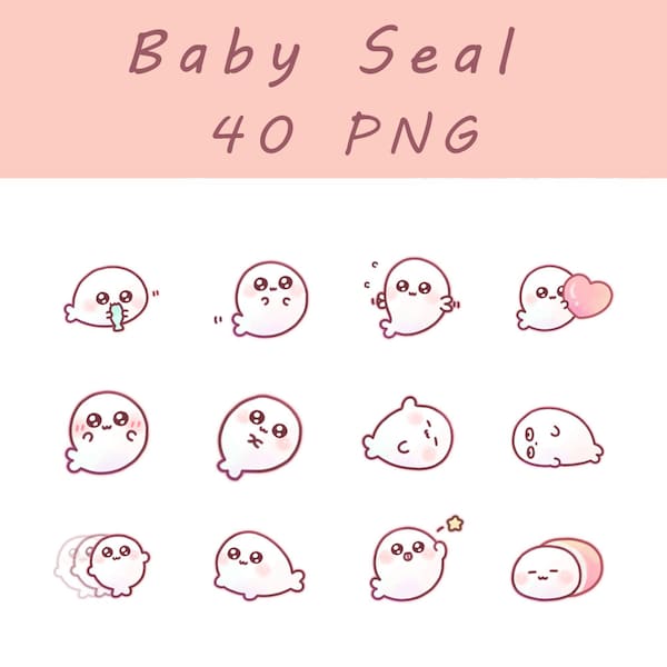 Digital Cute Baby Seal Clip Art/Sticker/GoodNotes/Scrapbook/Diary/Planner Material.PNG