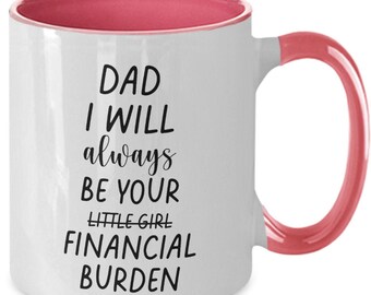 Dad I Will Always Be Your Little Girl -Financial Burden -Father's Day Gifts For Daddy From Daughter -11oz Two Tone Coffee Mug