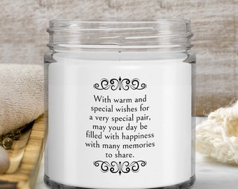 Sentimental Wedding Gift Ideas 9 Oz Vanilla Scent Soy Wax Candle With Lid - Warm Wishes for a Very Special Pair - Bride Mugs, Groom Gifts