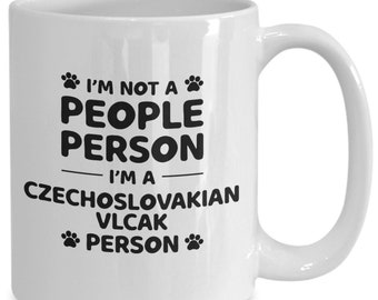 Czechoslovakian Vlcak Coffee Mug, I'm Not A People Person I'm A Dog Person White Ceramic Mug , Gift for Dog Owner, Dog Lover Mug