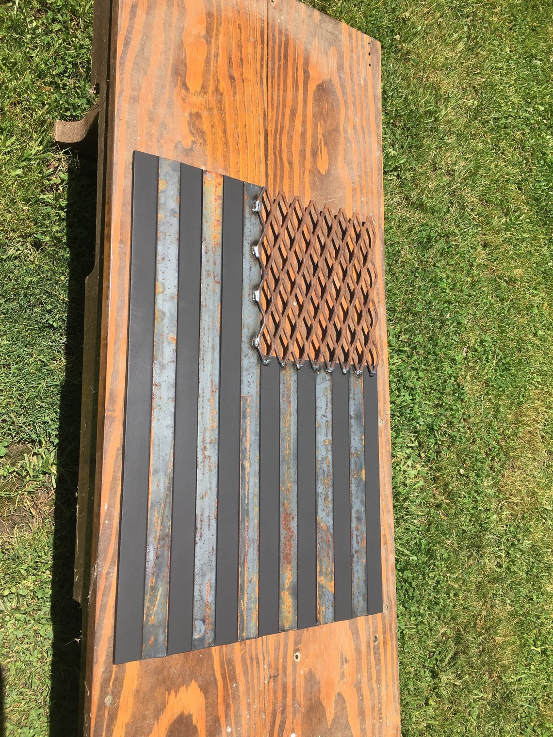 Metal Fabricated Rustic American Flag Wall Decor Welded Flag Etsy