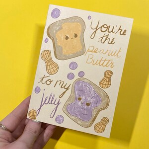 Beurre d’arachide à ma gelée ~ Carte de vœux ~ Carte Valentine ~ Kawaii stationnaire