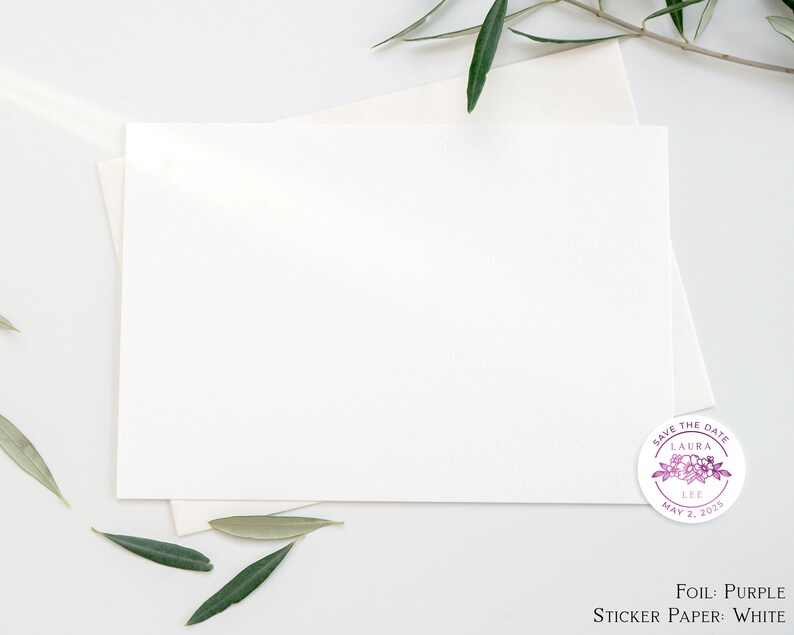 Round Frosted Stickers Save the Date Flower Line Art Foiled Wedding Sticker Metallic Wedding Envelope Seals Custom Real Rose Gold Foil