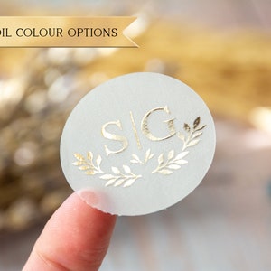 Custom Round Wedding Initial Stickers, Foiled Wedding Invitation Stickers, Foil Wedding Envelope Stickers with Personalized Letters, 1.5"