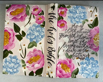 Hand Painted BIble, Hand Painted Journaling Bible- KJV, ESV, NIV, etc.