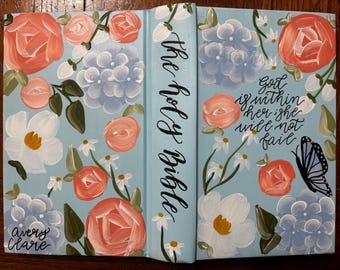 Hand Painted BIble, Hand Painted Journaling Bible- KJV, ESV, NIV, etc.