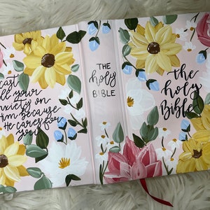 Hand Painted BIble, Hand Painted Journaling Bible- KJV, ESV, NIV, etc.