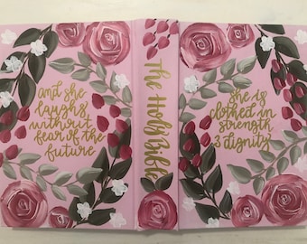 Painted Bible, Hand Painted Bible, Hand Painted Journaling Bible-NIV, ESV, NKJV, Catholic, etc.