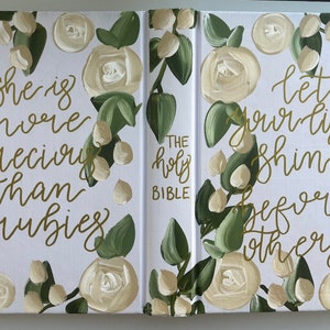 Hand Painted BIble, Hand Painted Journaling Bible- KJV, ESV, NIV, etc.