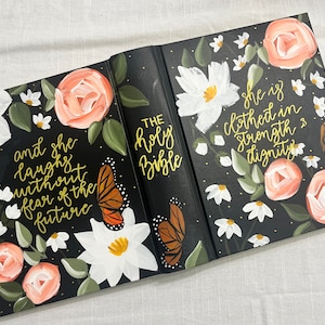 Hand painted Bible, Hand Painted Journaling Bible, ESV, NKJV, CSB, Catholic, etc.