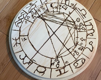 Natal chart wood etching !