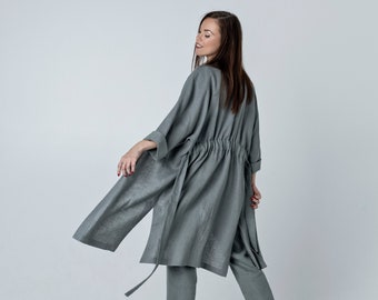long linen jacket womens