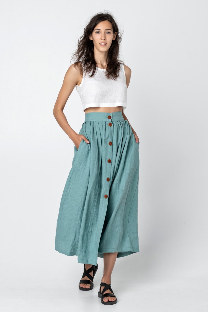 Linen a-line skirt LINDEN | Etsy