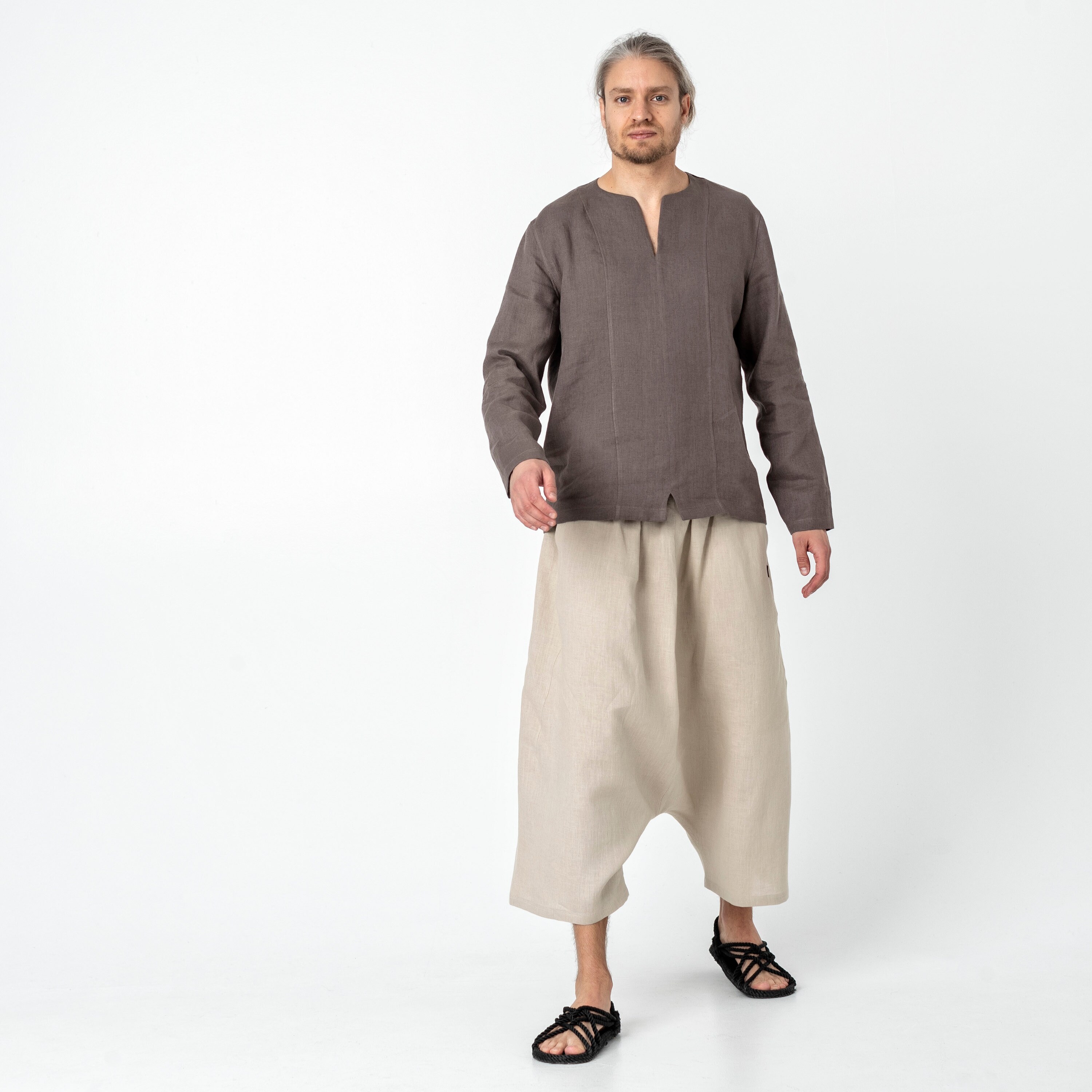 Long Sleeve Linen T Shirt for Men Linen Tshirt Linen Shirt Etsy