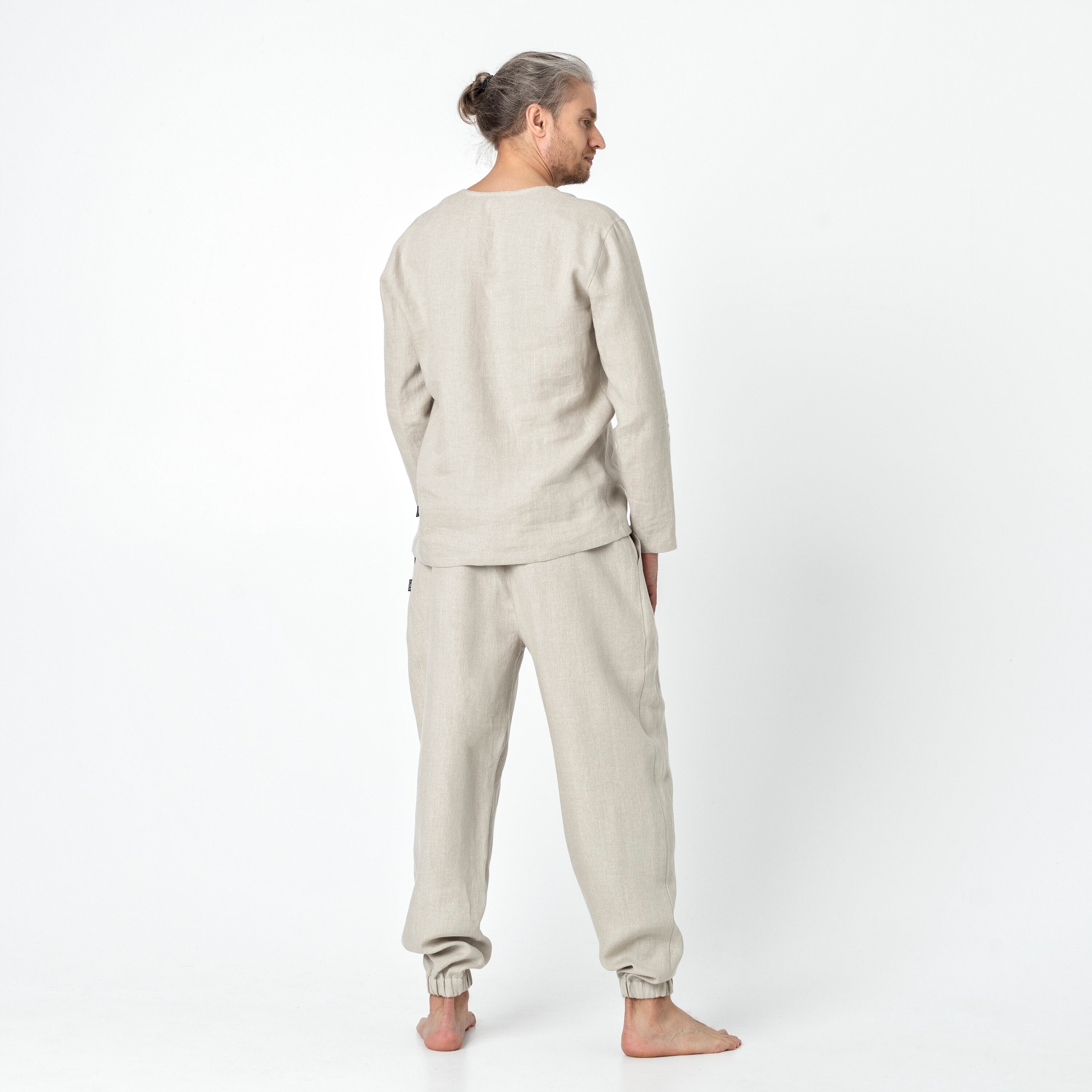 Long Sleeve Linen T Shirt for Men Linen Tshirt Linen Shirt Etsy