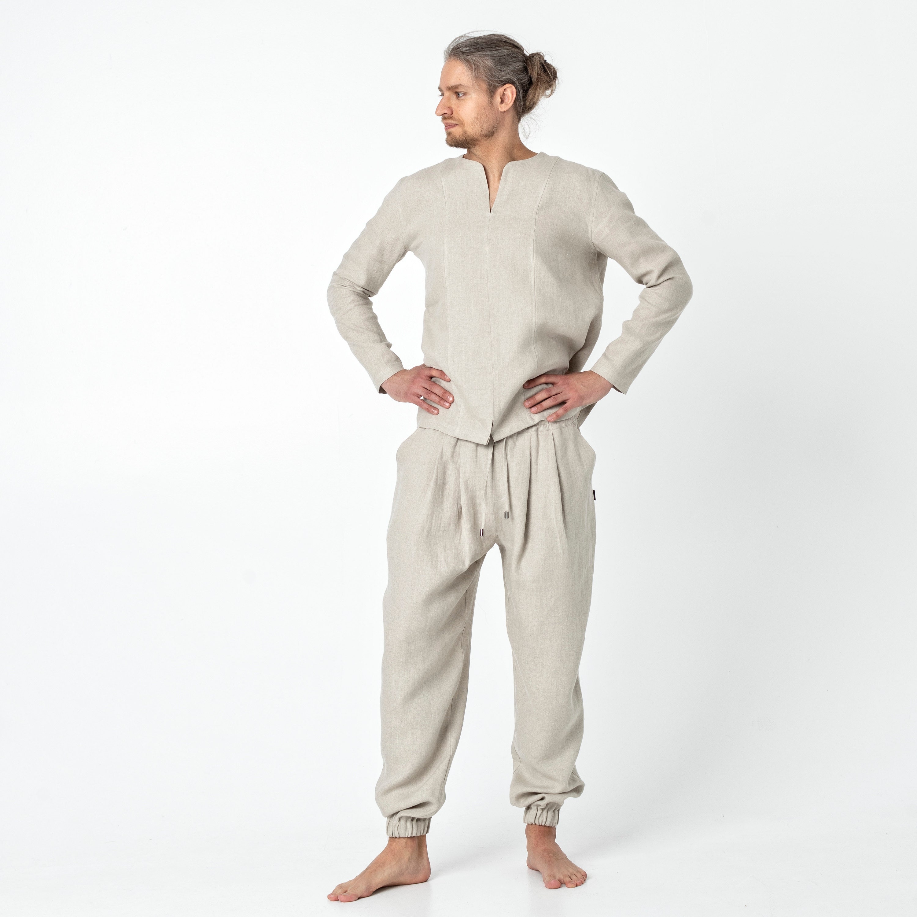 Long Sleeve Linen T Shirt for Men Linen Tshirt Linen Shirt Etsy