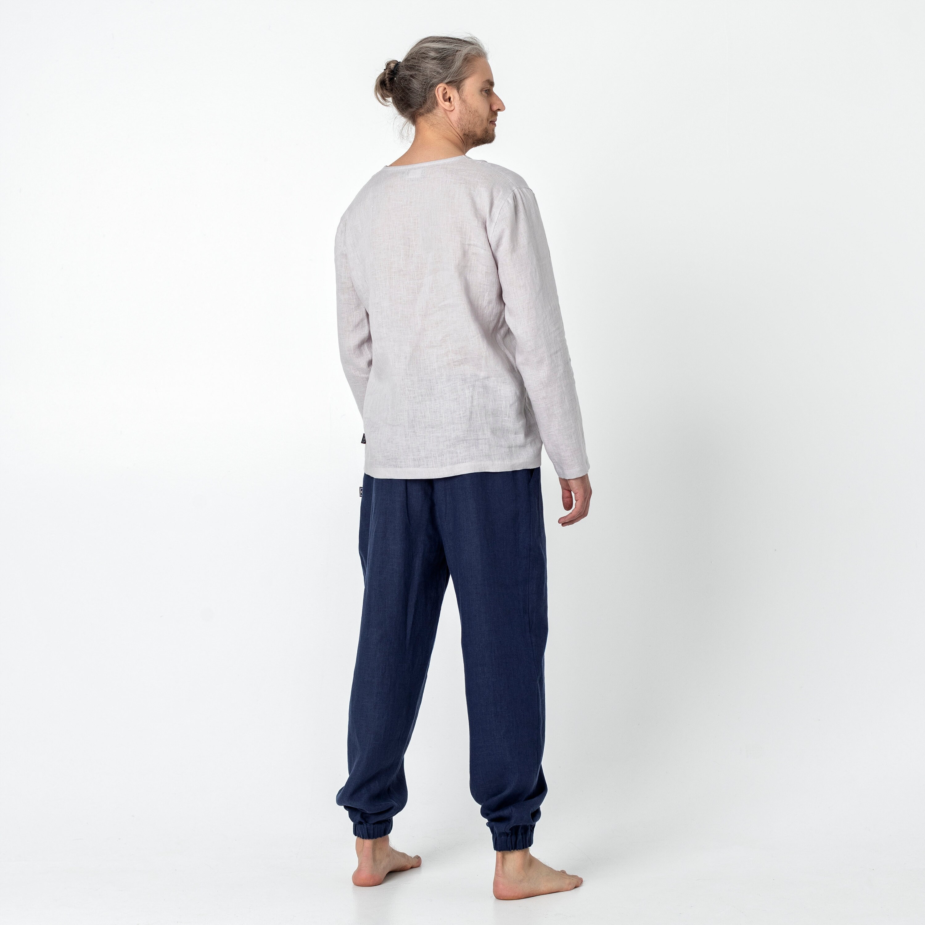 Long Sleeve Linen T Shirt for Men Linen Tshirt Linen Shirt Etsy