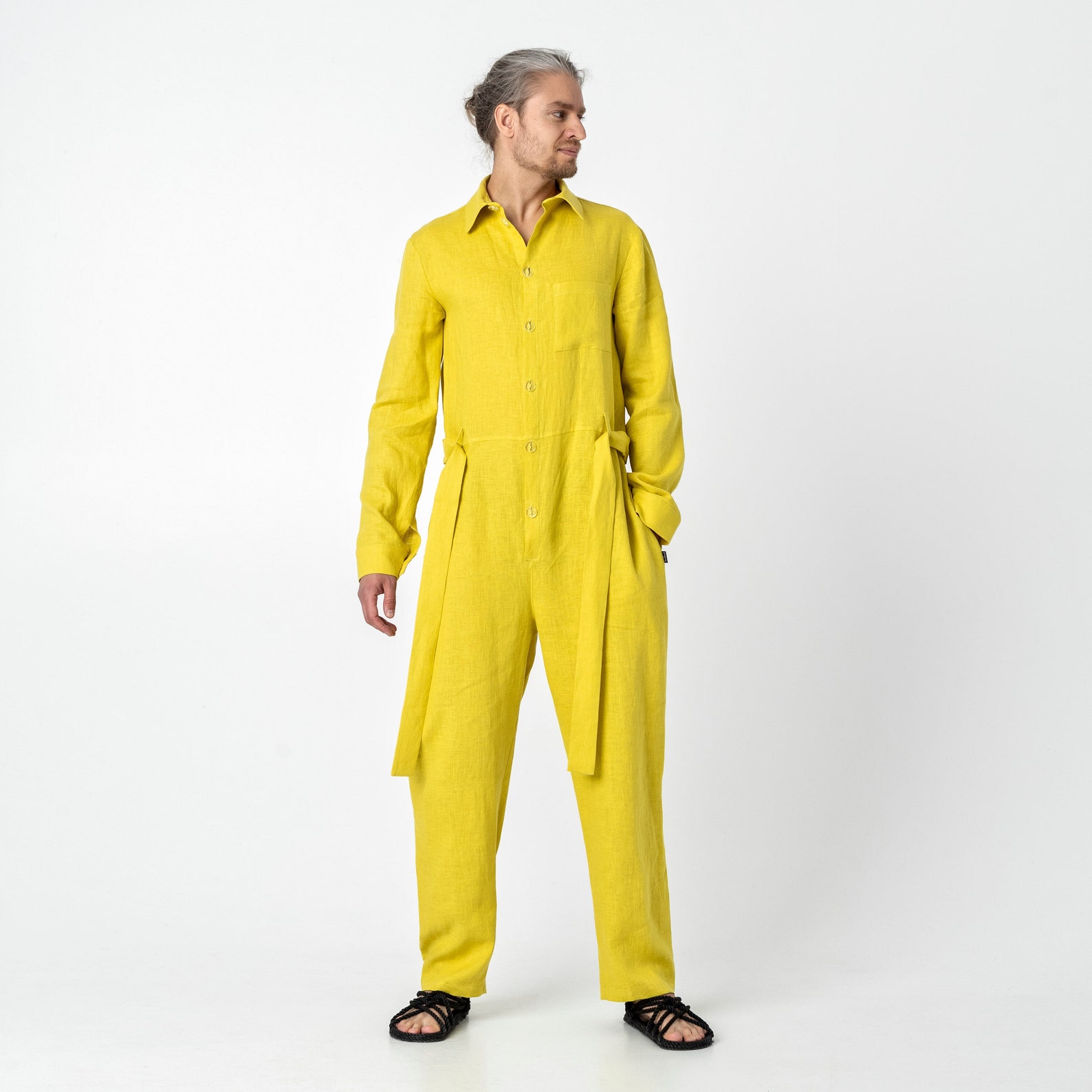 Mens Linen Jumpsuit Mens Overall Mens Romper Jumpsuit for Etsy