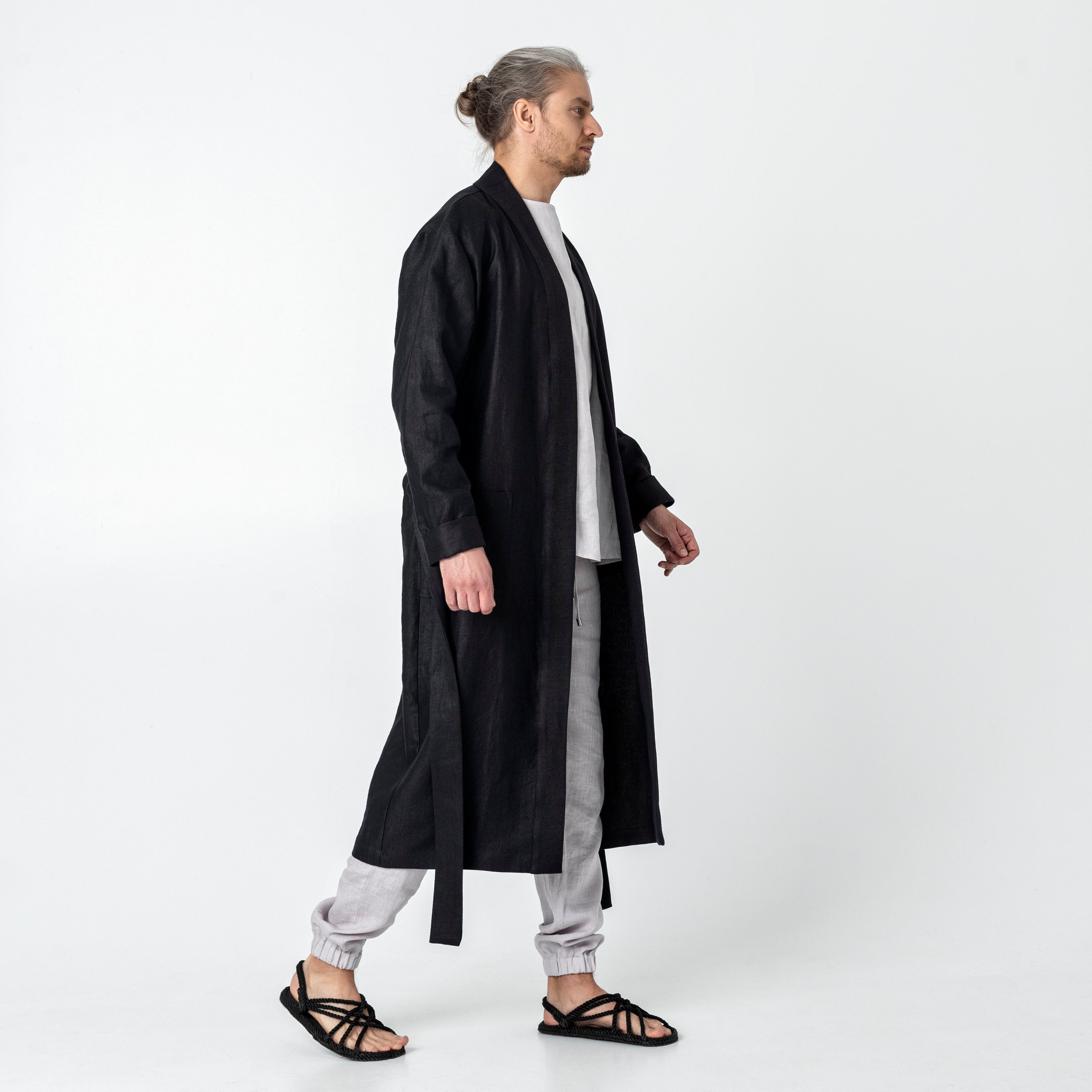 Linen Kimono Cardigan for Men Linen Cardigan Mens Cardigan Etsy