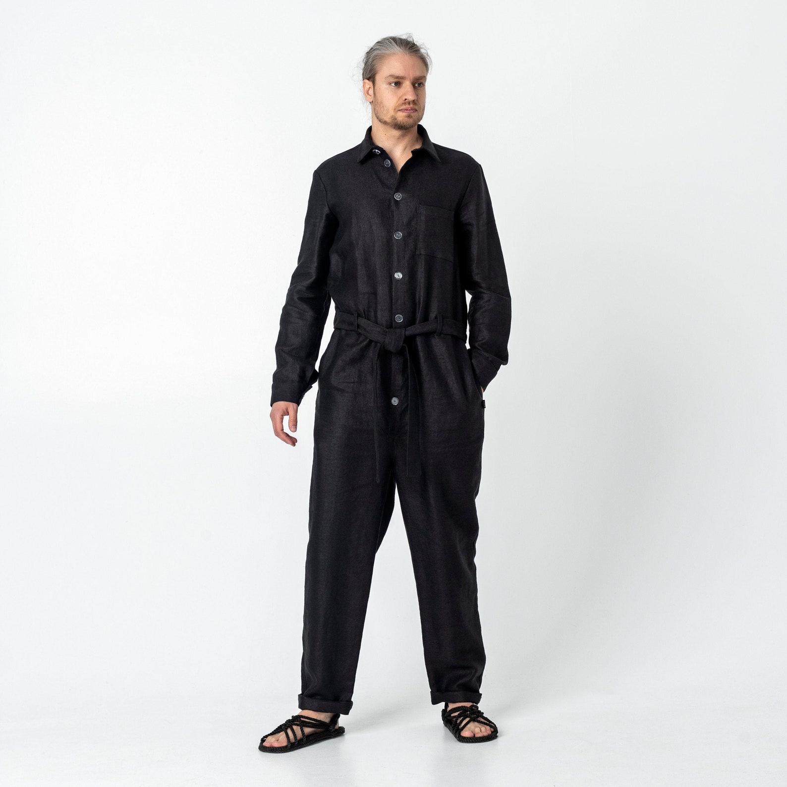 Mens Linen Jumpsuit Mens Overall Mens Romper Jumpsuit for Etsy